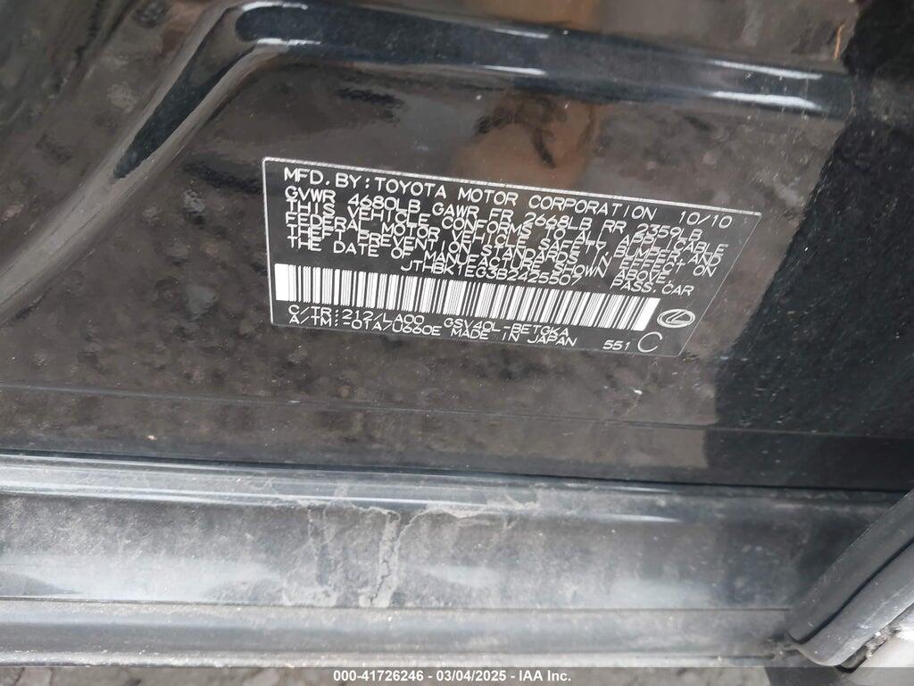 JTHBK1EG3B2425507 2011 LEXUS ES 350 photo no. 9