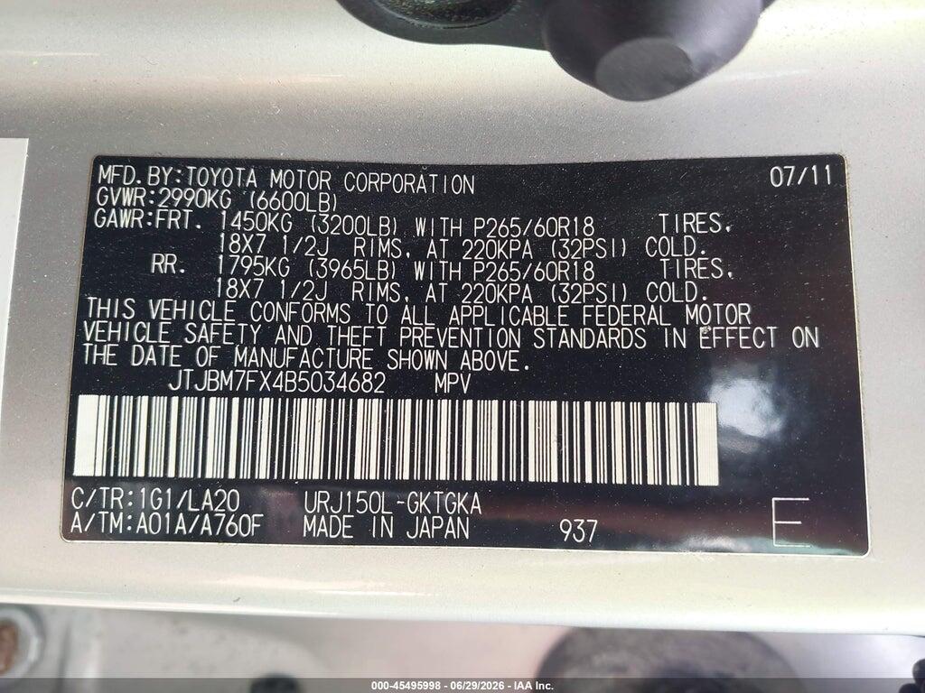 JTJBM7FX4B5034682 2011 LEXUS GX 460 photo no. 9