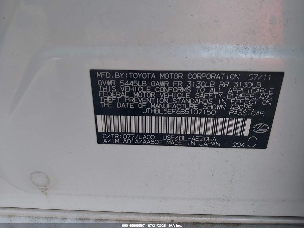JTHBL5EF6B5107150 2011 LEXUS LS 460 photo no. 9