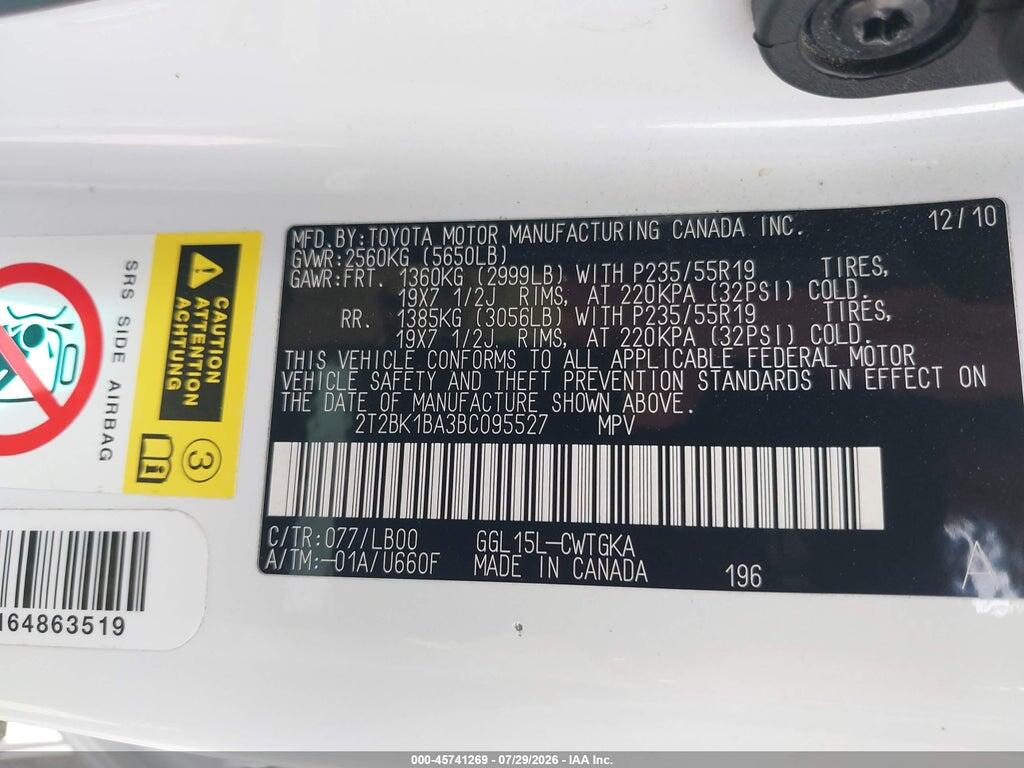 2T2BK1BA3BC095527 2011 LEXUS RX 350 photo no. 9