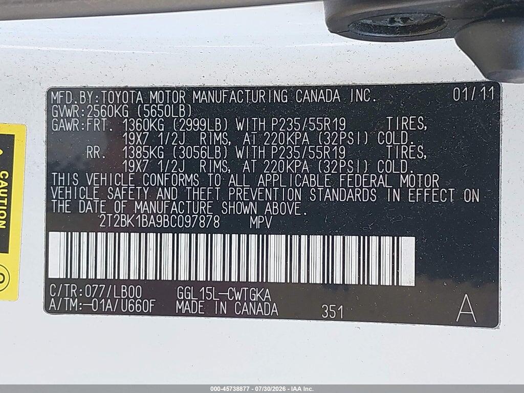 2T2BK1BA9BC097878 2011 LEXUS RX 350 photo no. 9