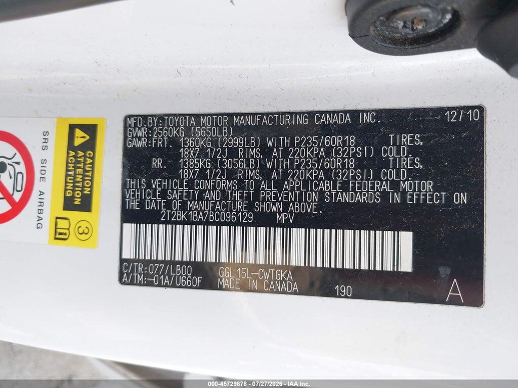 2T2BK1BA7BC096129 2011 LEXUS RX 350 photo no. 9