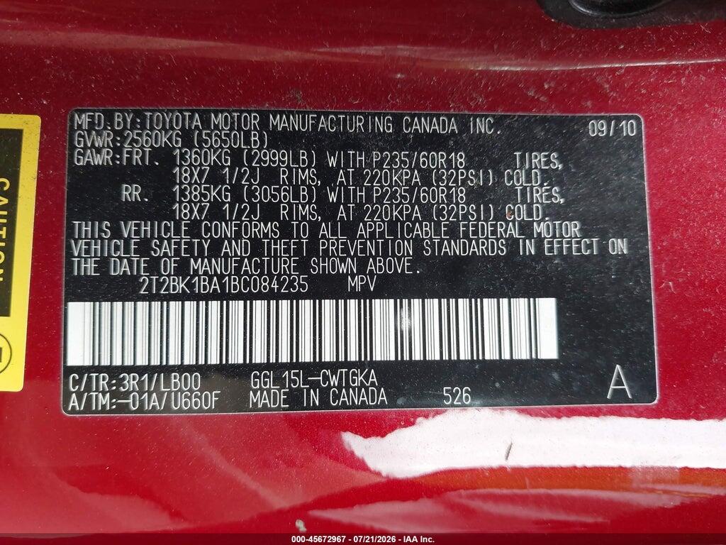 2T2BK1BA1BC084235 2011 LEXUS RX 350 photo no. 9