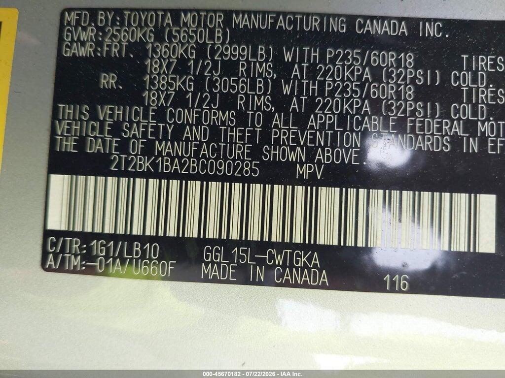 2T2BK1BA2BC090285 2011 LEXUS RX 350 photo no. 9