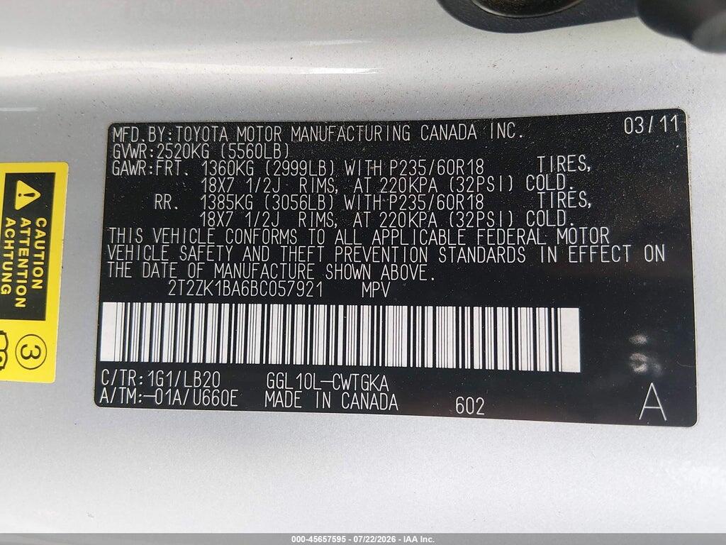 2T2ZK1BA6BC057921 2011 LEXUS RX 350 photo no. 9