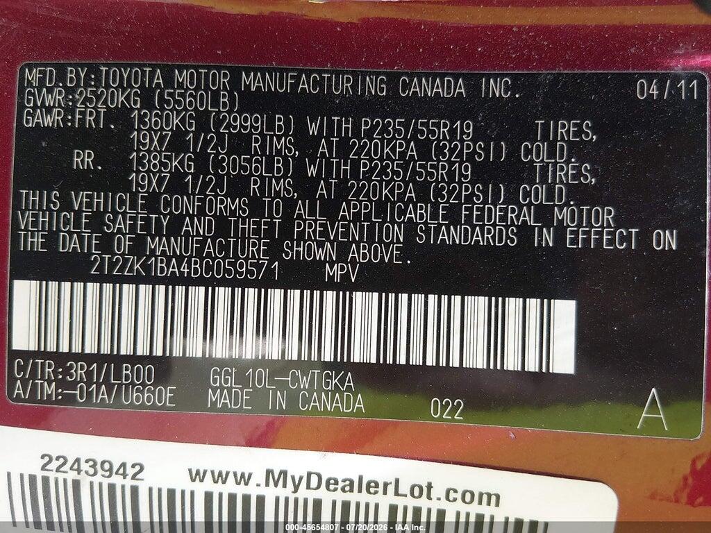 2T2ZK1BA4BC059571 2011 LEXUS RX 350 photo no. 9