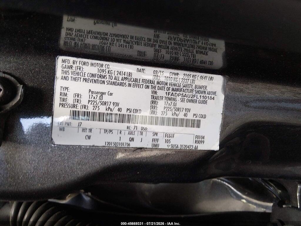 1FADP5AU2FL110184 2015 FORD C-MAX HYBRID photo no. 9