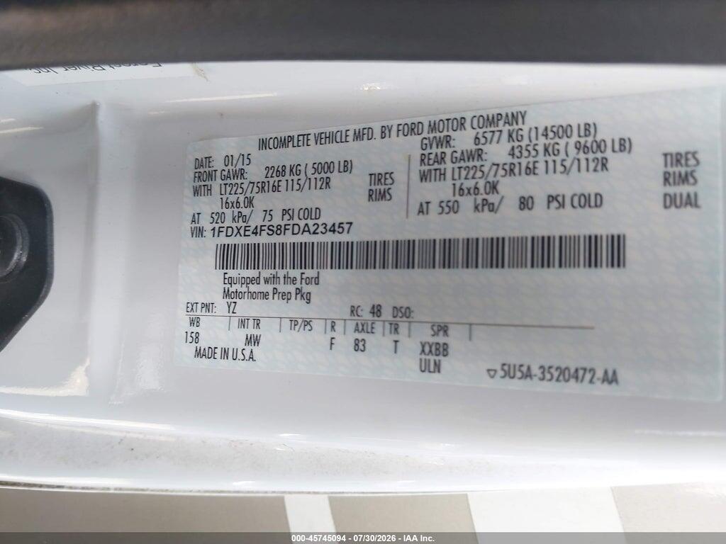 1FDXE4FS8FDA23457 2015 FORD E-450 CUTAWAY photo no. 8