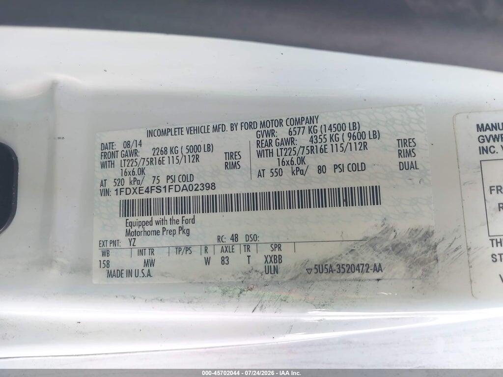 1FDXE4FS1FDA02398 2015 FORD E-450 CUTAWAY photo no. 9