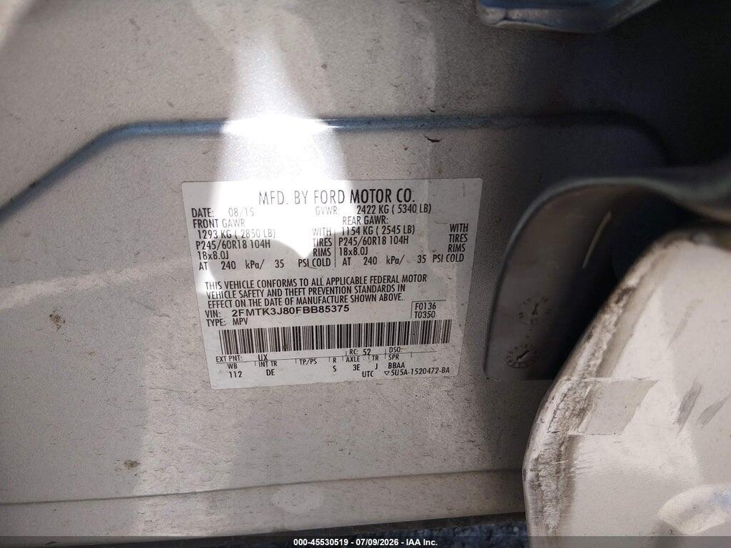 2FMTK3J80FBB85375 2015 FORD EDGE photo no. 9