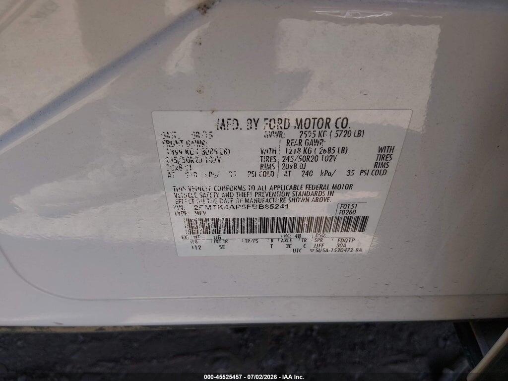 2FMTK4AP5FBB85241 2015 FORD EDGE photo no. 9