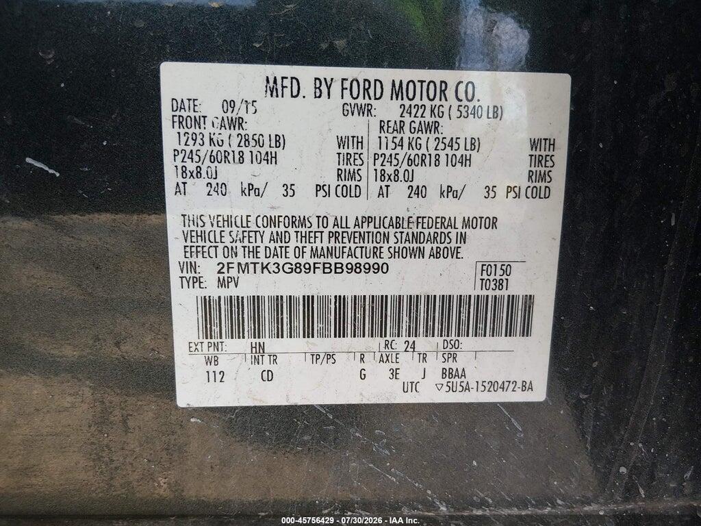 2FMTK3G89FBB98990 2015 FORD EDGE photo no. 9
