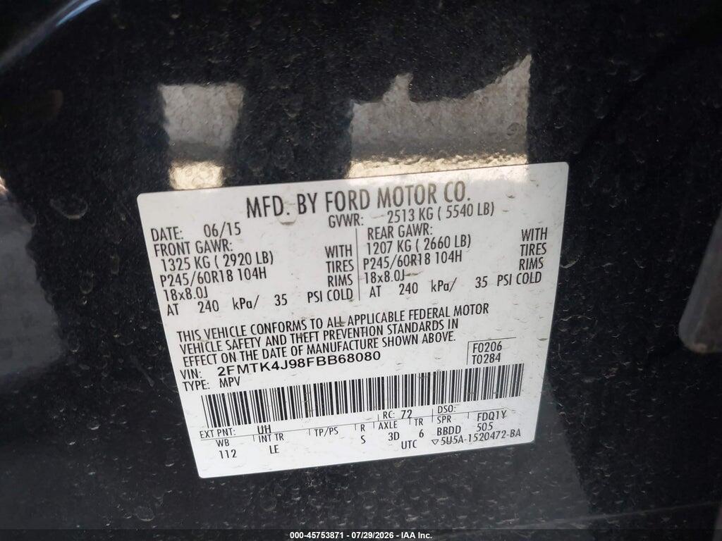 2FMTK4J98FBB68080 2015 FORD EDGE photo no. 9