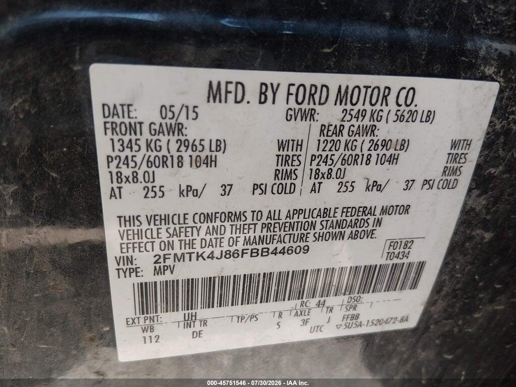 2FMTK4J86FBB44609 2015 FORD EDGE photo no. 9