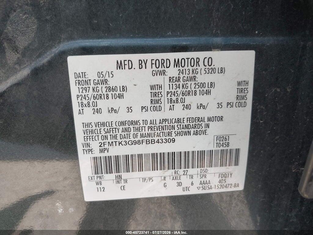 2FMTK3G98FBB43309 2015 FORD EDGE photo no. 9