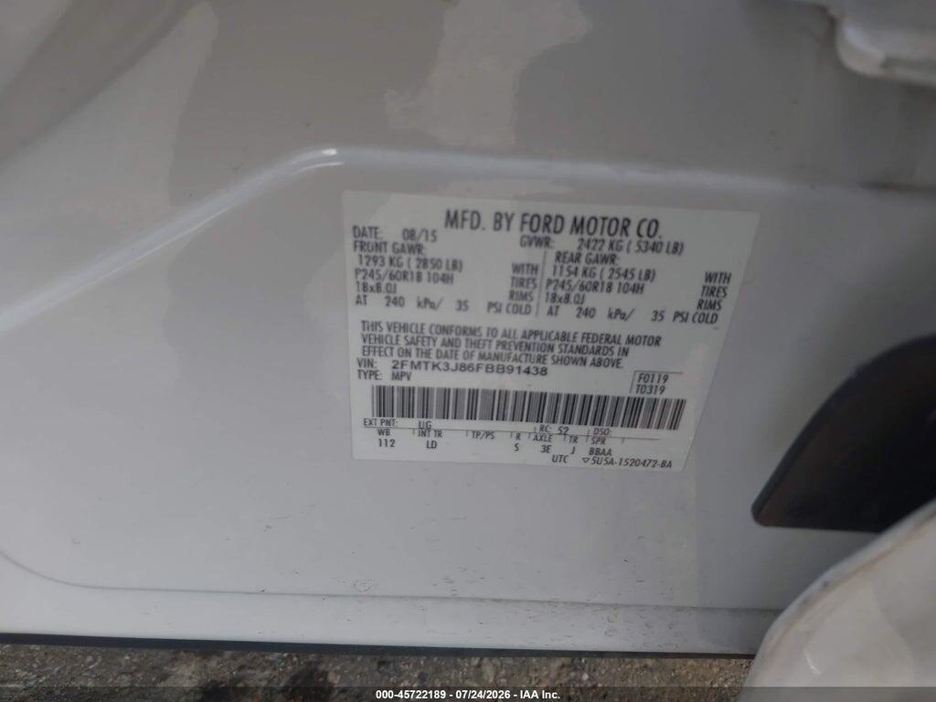 2FMTK3J86FBB91438 2015 FORD EDGE photo no. 9