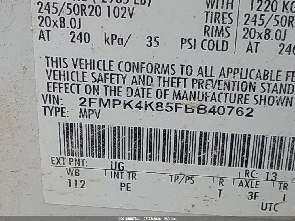 2FMPK4K85FBB40762 2015 FORD EDGE photo no. 9