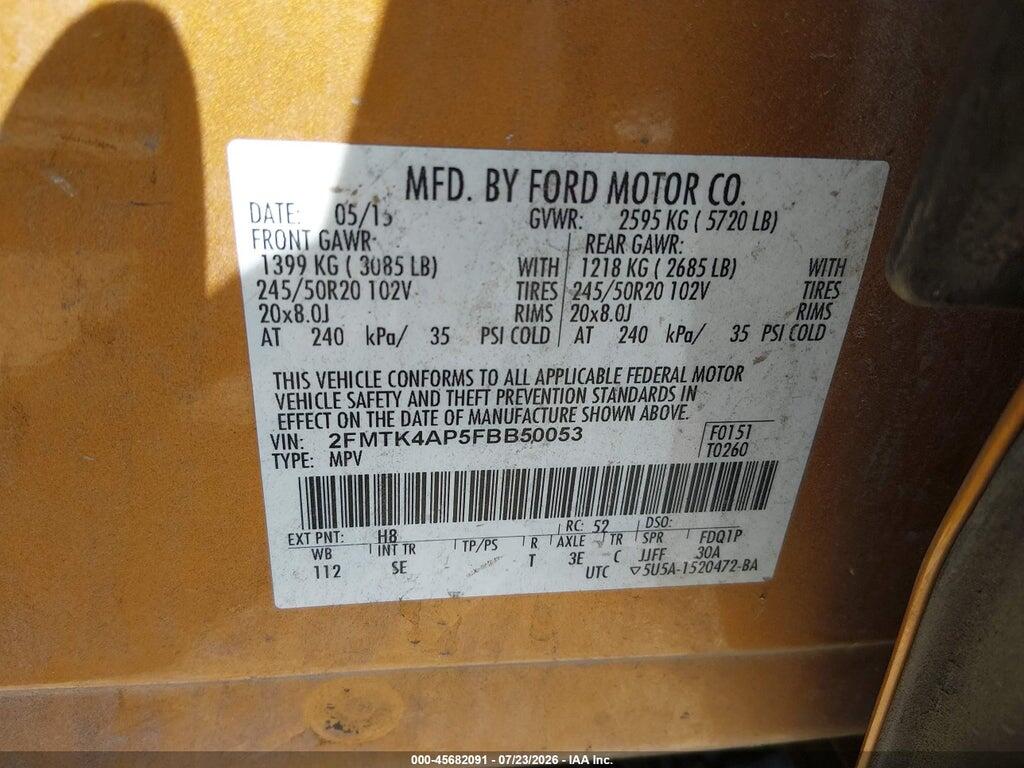 2FMTK4AP5FBB50053 2015 FORD EDGE photo no. 9