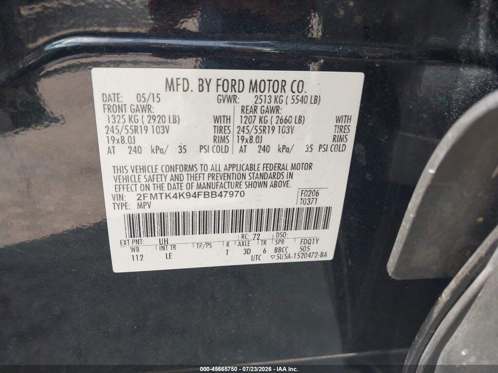 2FMTK4K94FBB47970 2015 FORD EDGE photo no. 9