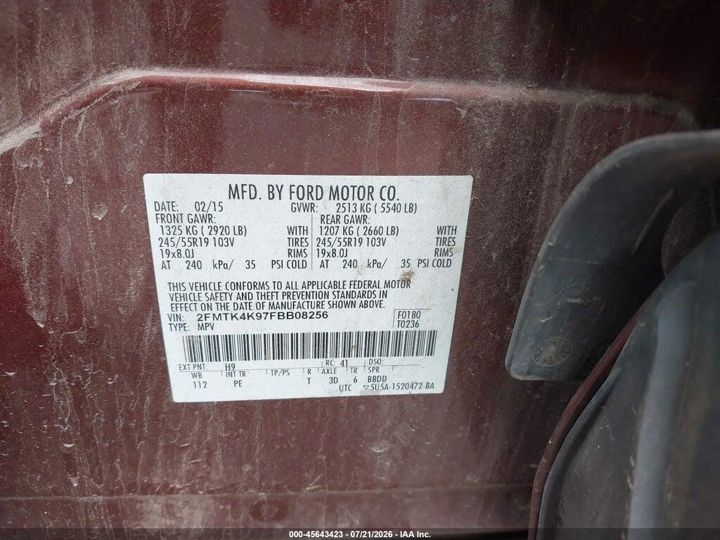 2FMTK4K97FBB08256 2015 FORD EDGE photo no. 9