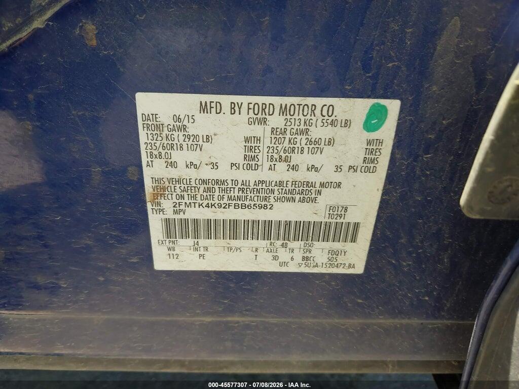 2FMTK4K92FBB65982 2015 FORD EDGE photo no. 9