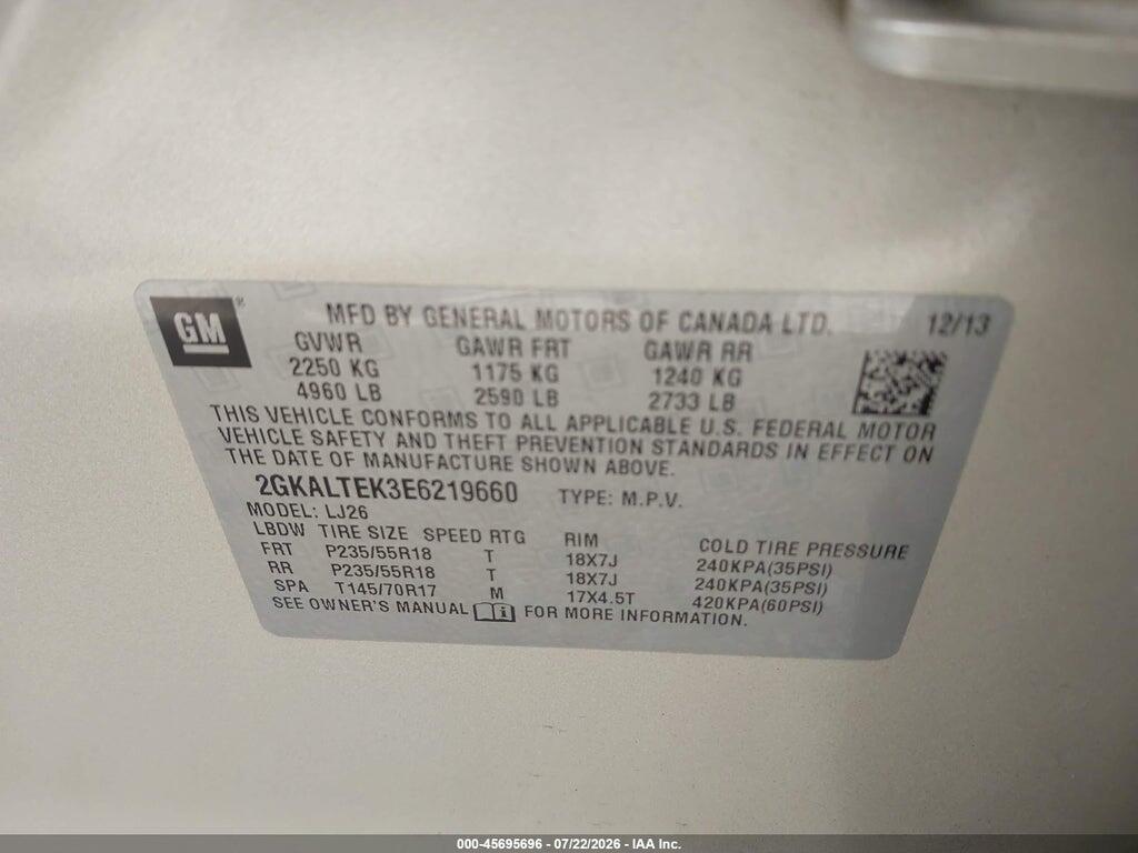 2GKALTEK3E6219660 2014 GMC TERRAIN photo no. 9