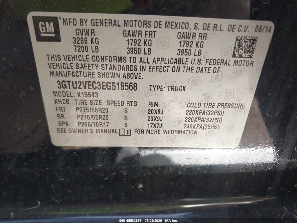 3GTU2VEC3EG518568 2014 GMC SIERRA 1500 photo no. 9