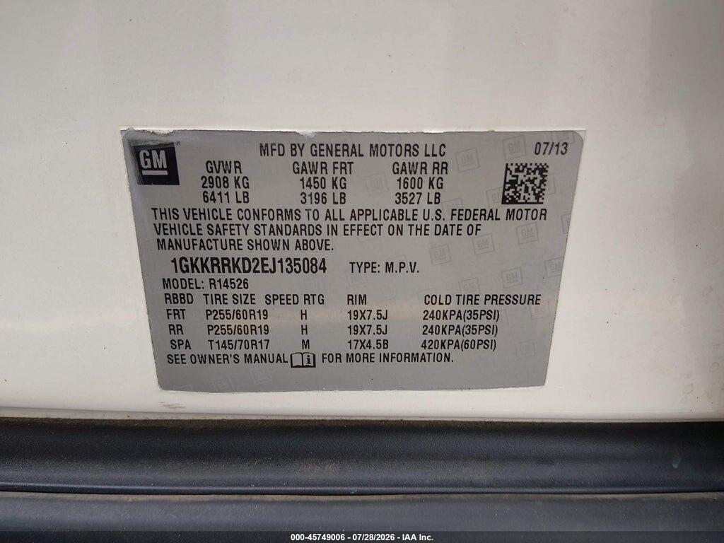 1GKKRRKD2EJ135084 2014 GMC ACADIA photo no. 9