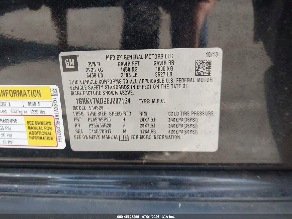 1GKKVTKD9EJ207164 2014 GMC ACADIA photo no. 9
