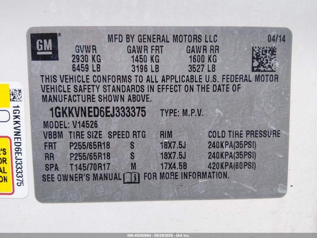 1GKKVNED6EJ333375 2014 GMC ACADIA photo no. 9