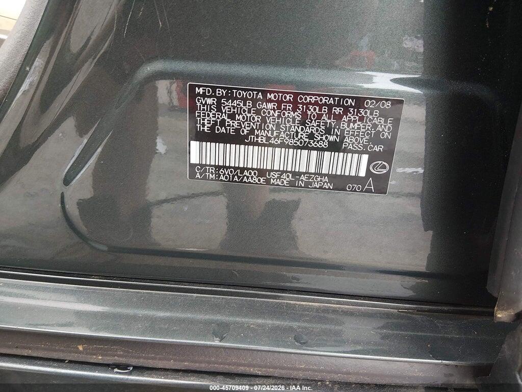 JTHBL46F985073688 2008 LEXUS LS 460 photo no. 9
