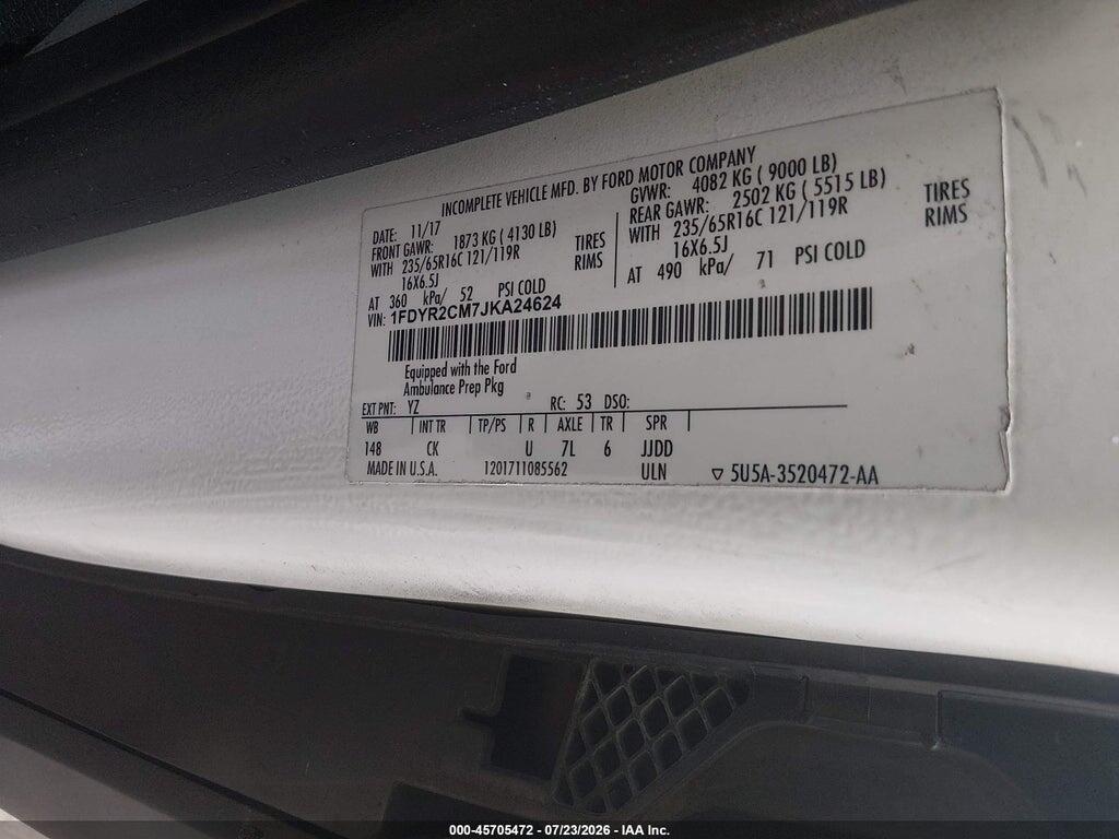 1FDYR2CM7JKA24624 2018 FORD TRANSIT-250 photo no. 9