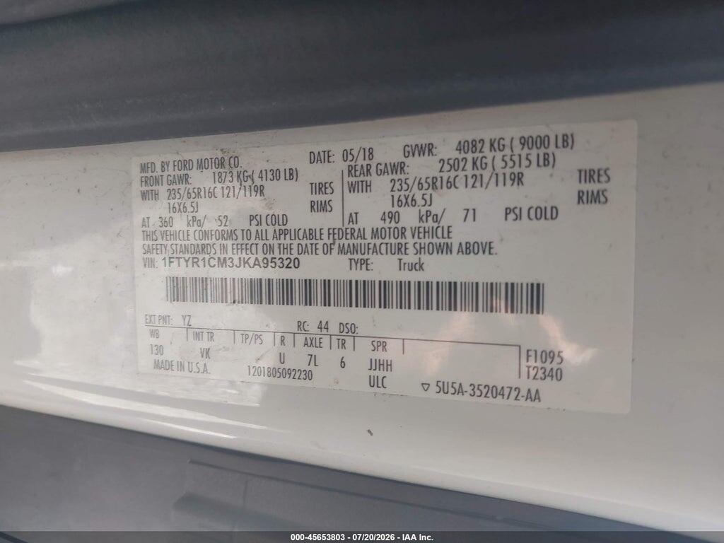 1FTYR1CM3JKA95320 2018 FORD TRANSIT-250 photo no. 9