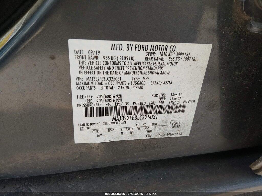MAJ3S2FE3LC325031 2020 FORD ECOSPORT photo no. 9