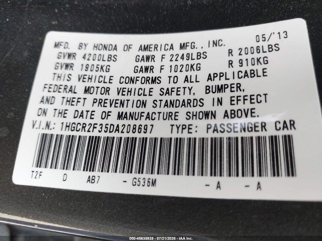 1HGCR2F35DA208697 2013 HONDA ACCORD photo no. 9