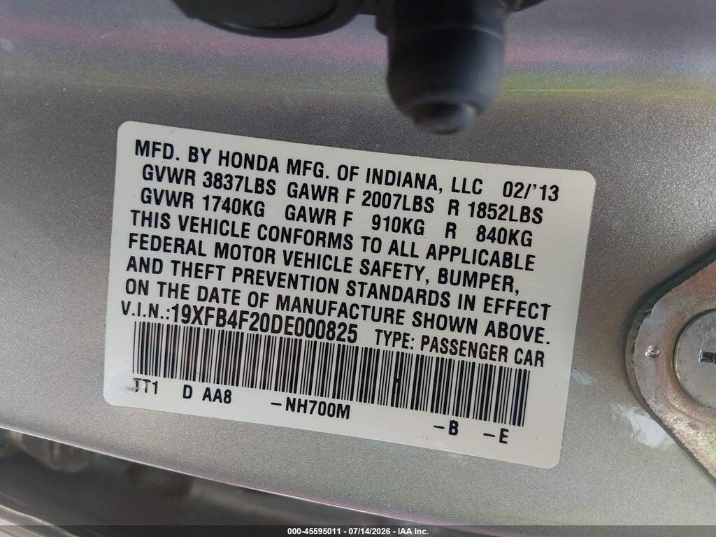 19XFB4F20DE000825 2013 HONDA CIVIC HYBRID photo no. 9