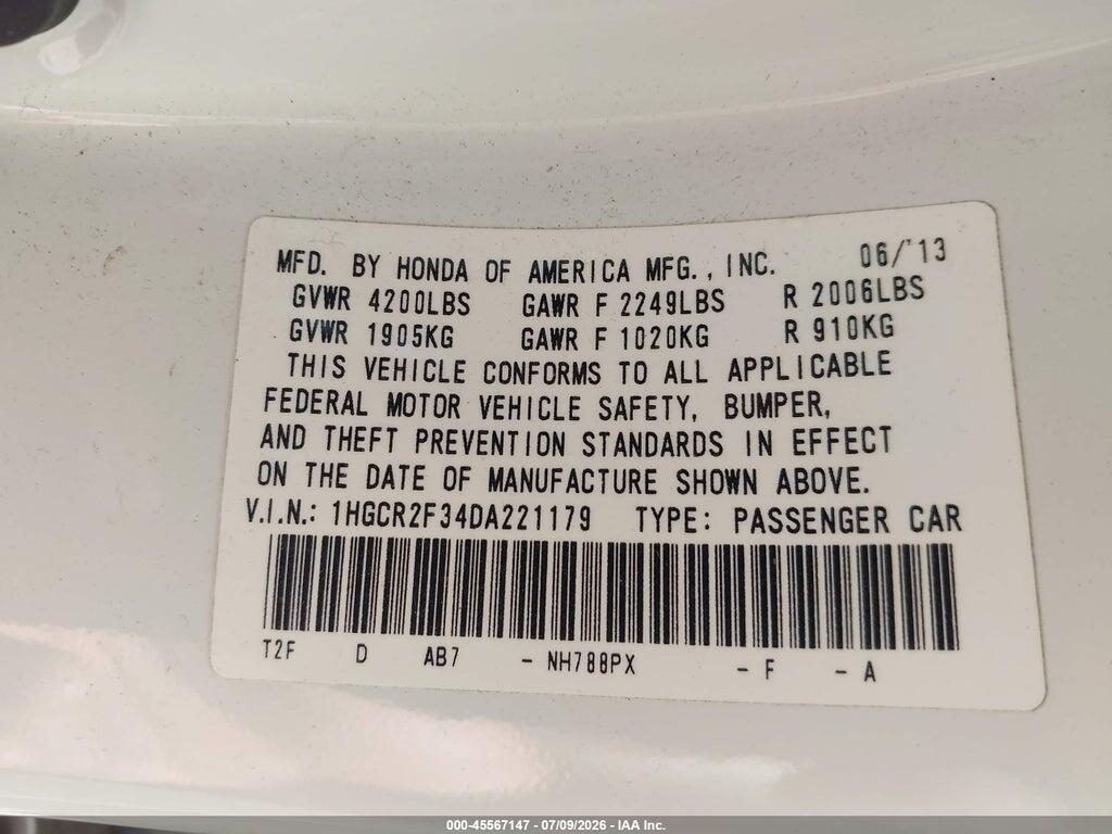 1HGCR2F34DA221179 2013 HONDA ACCORD photo no. 9