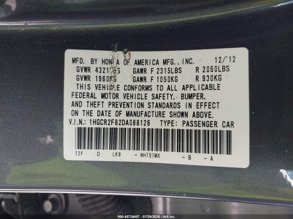 1HGCR2F82DA088126 2013 HONDA ACCORD photo no. 9