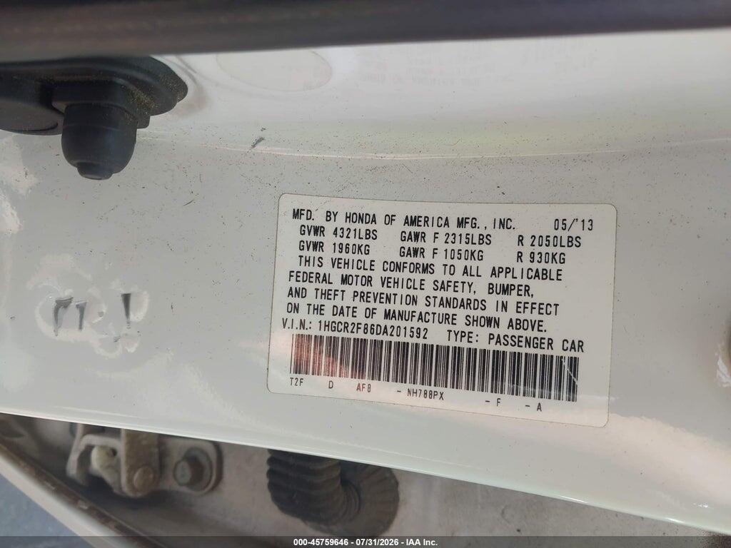 1HGCR2F86DA201592 2013 HONDA ACCORD photo no. 9