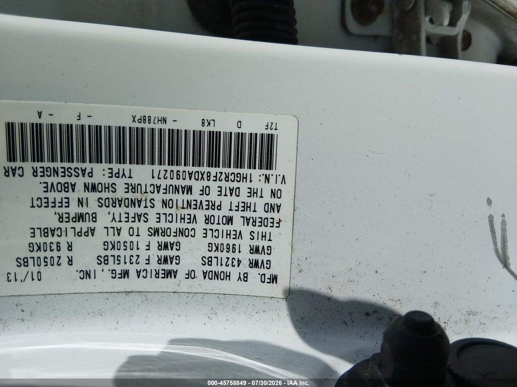1HGCR2F8XDA090271 2013 HONDA ACCORD photo no. 9