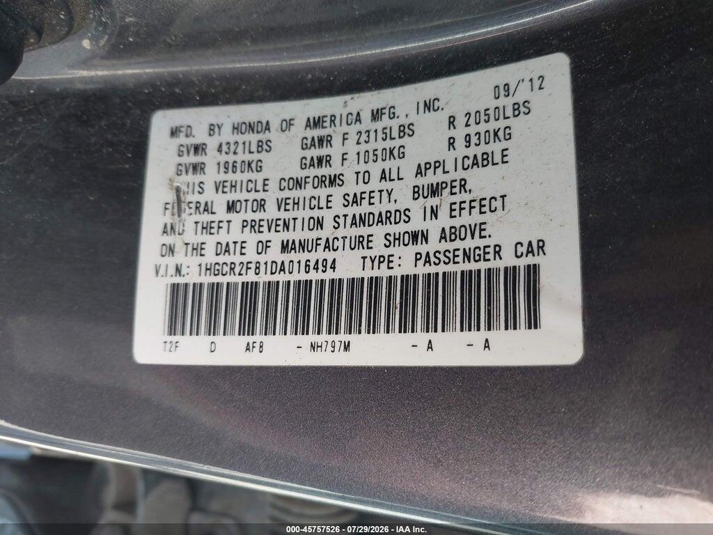 1HGCR2F81DA016494 2013 HONDA ACCORD photo no. 9