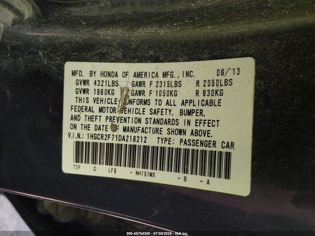 1HGCR2F71DA218212 2013 HONDA ACCORD photo no. 9