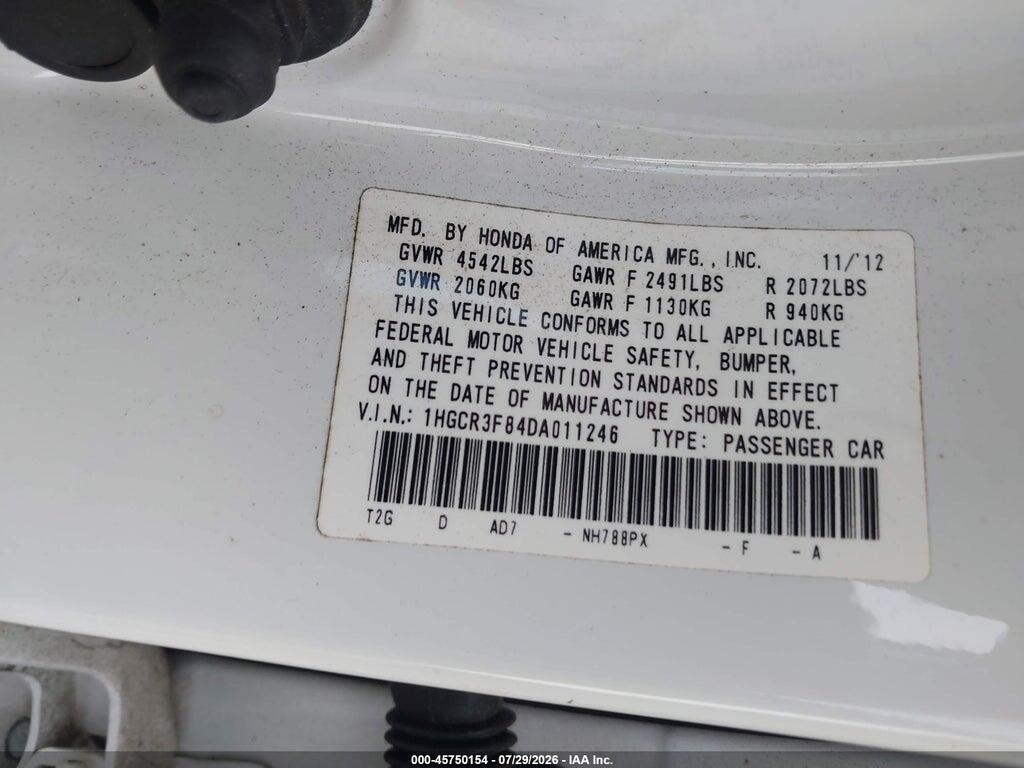 1HGCR3F84DA011246 2013 HONDA ACCORD photo no. 9