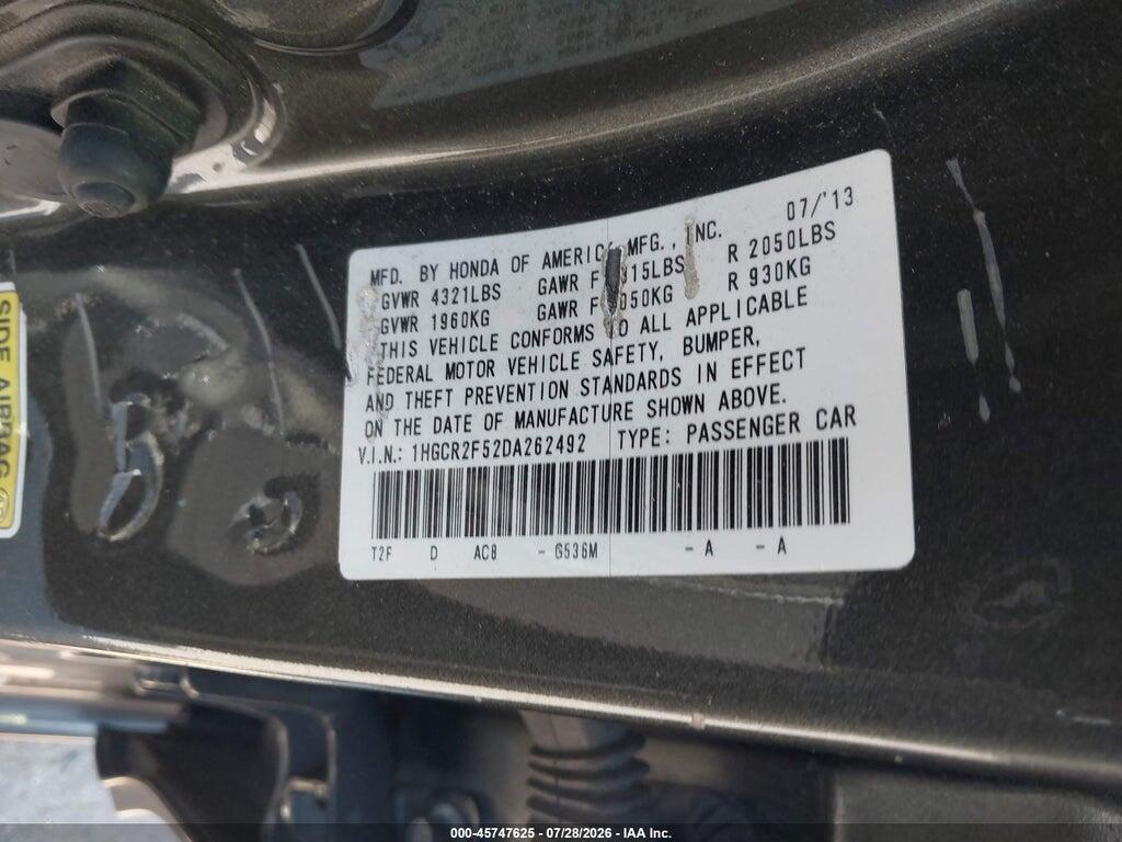 1HGCR2F52DA262492 2013 HONDA ACCORD photo no. 9