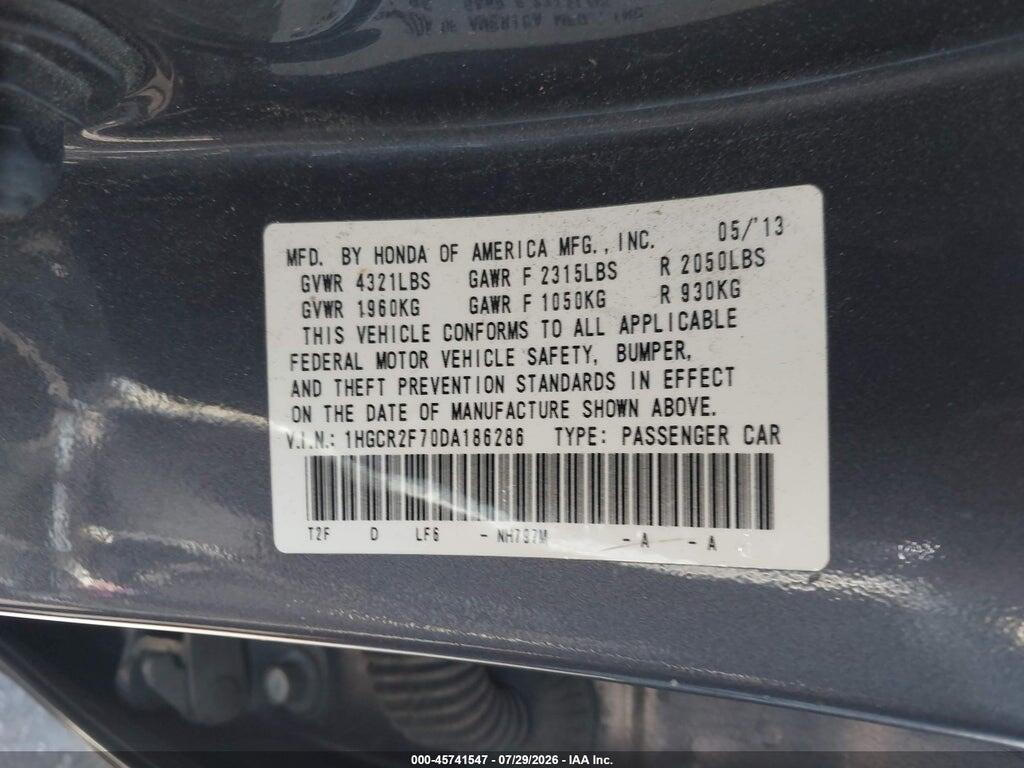 1HGCR2F70DA186286 2013 HONDA ACCORD photo no. 9