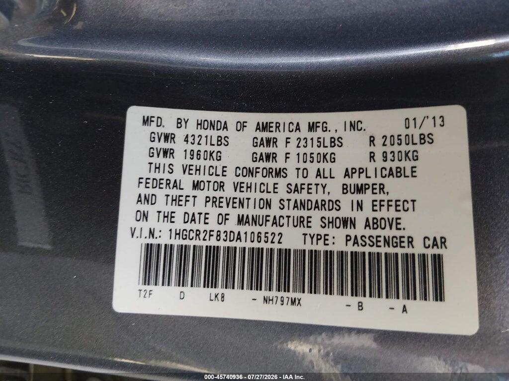 1HGCR2F83DA106522 2013 HONDA ACCORD photo no. 9