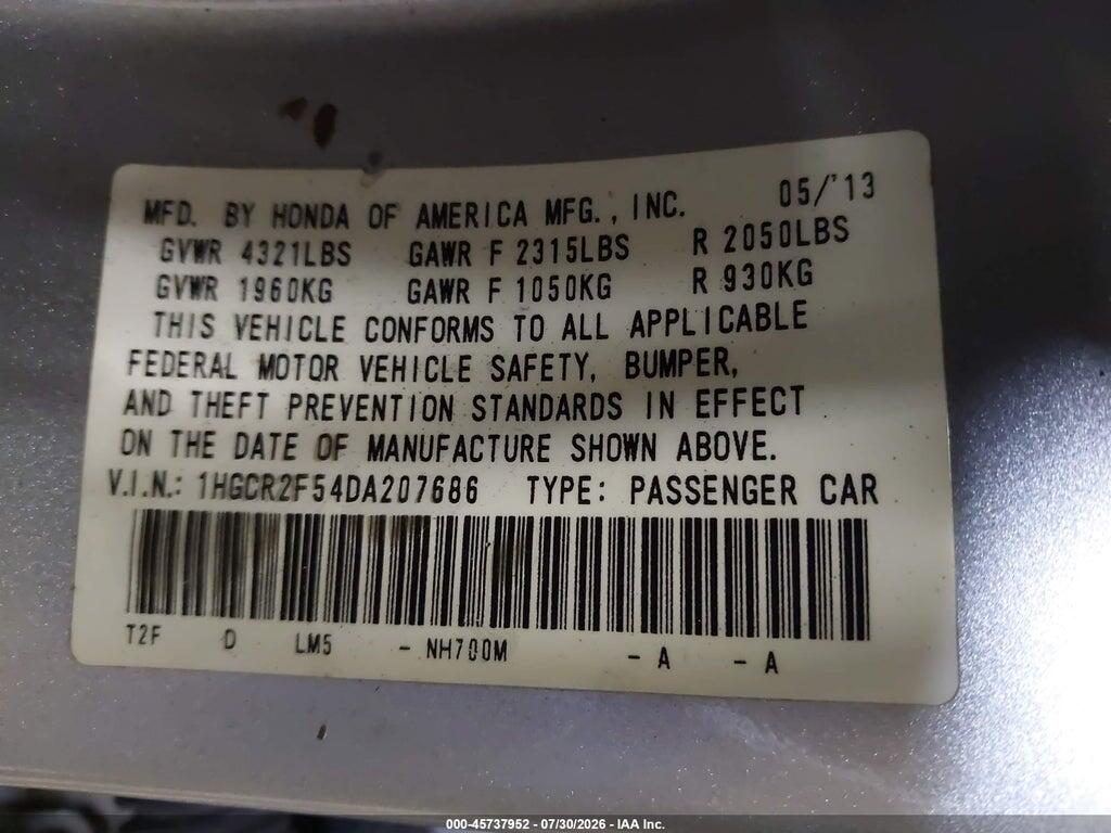 1HGCR2F54DA207686 2013 HONDA ACCORD photo no. 9