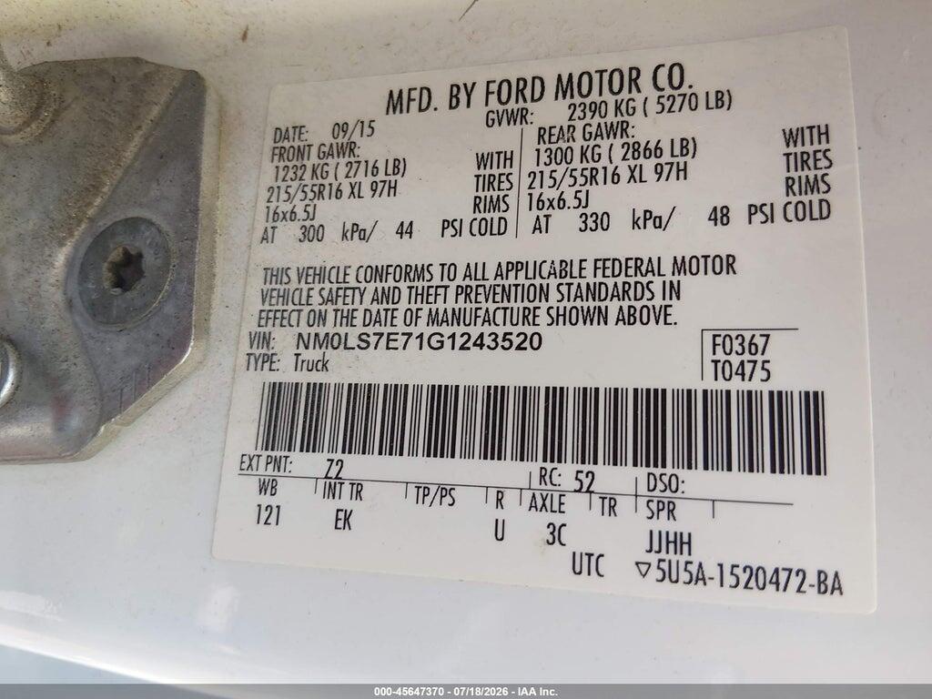 NM0LS7E71G1243520 2016 FORD TRANSIT CONNECT photo no. 9