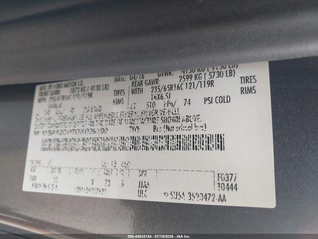 1FBAX2CM7GKB09309 2016 FORD TRANSIT-350 photo no. 9