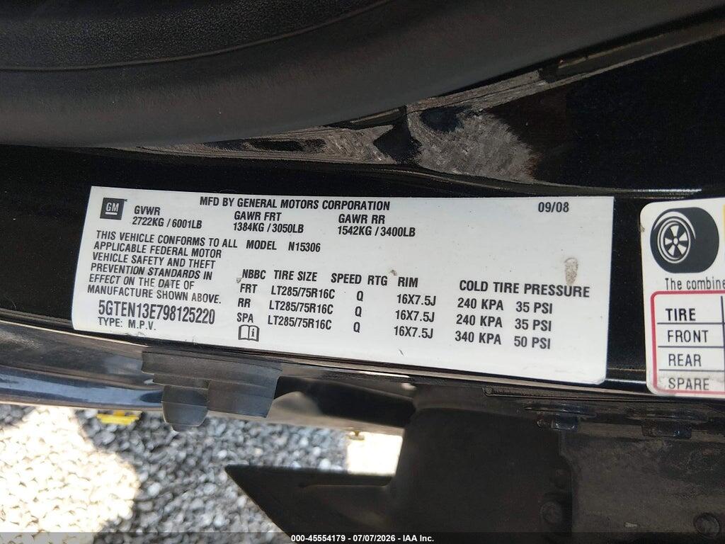 5GTEN13E798125220 2009 HUMMER H3 SUV photo no. 9